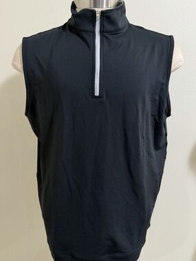 NWT Peter Millar 1/4 Zip Galway Vest Men M Black Performance Stretch Pullover